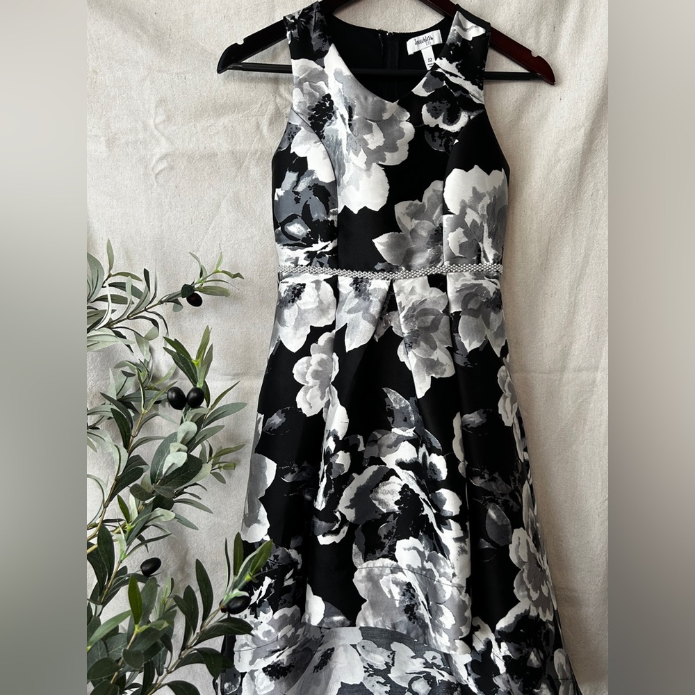 Speechless Kids Black Floral High Low Dress :: Size 12